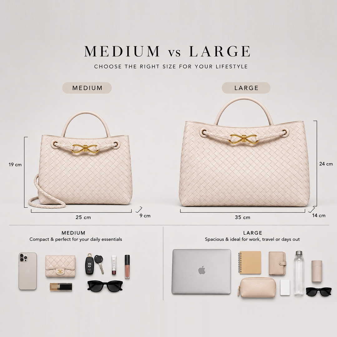 Women's Elegant Vegan Leather Woven Tote Bag
