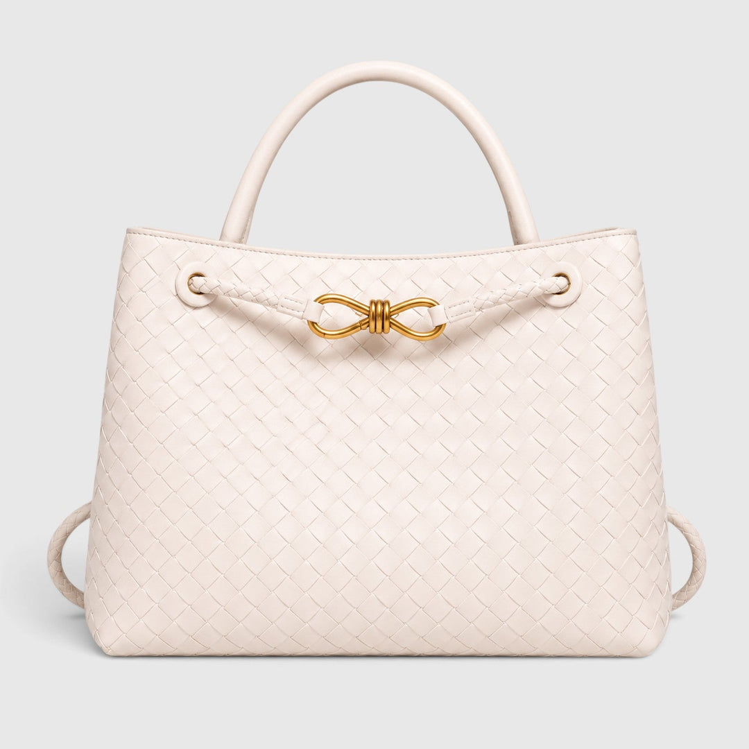 Women's Elegant Vegan Leather Woven Tote Bag