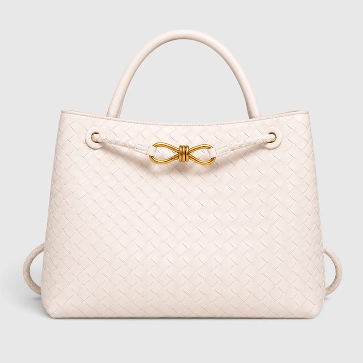 Women's Elegant Vegan Leather Woven Tote Bag