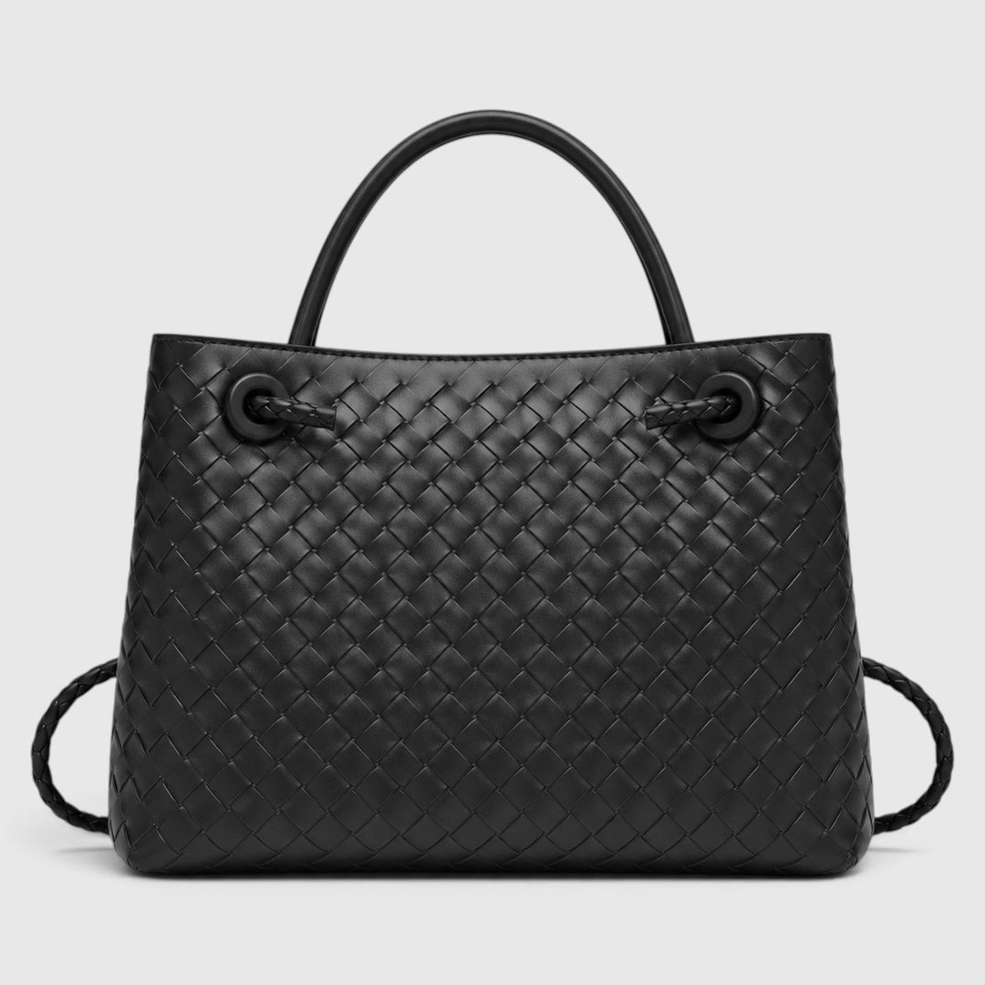 Women's Elegant Vegan Leather Woven Tote Bag