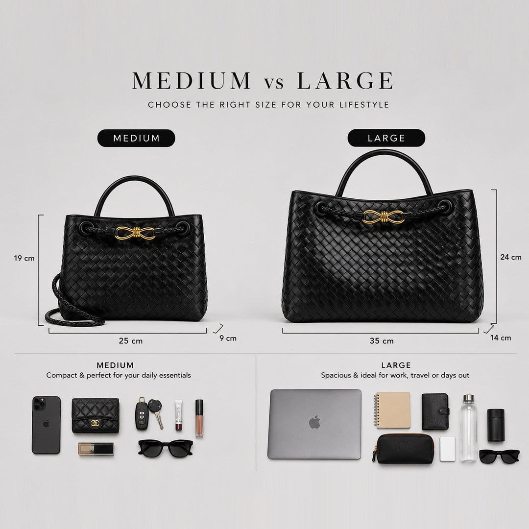 Women's Elegant Vegan Leather Woven Tote Bag