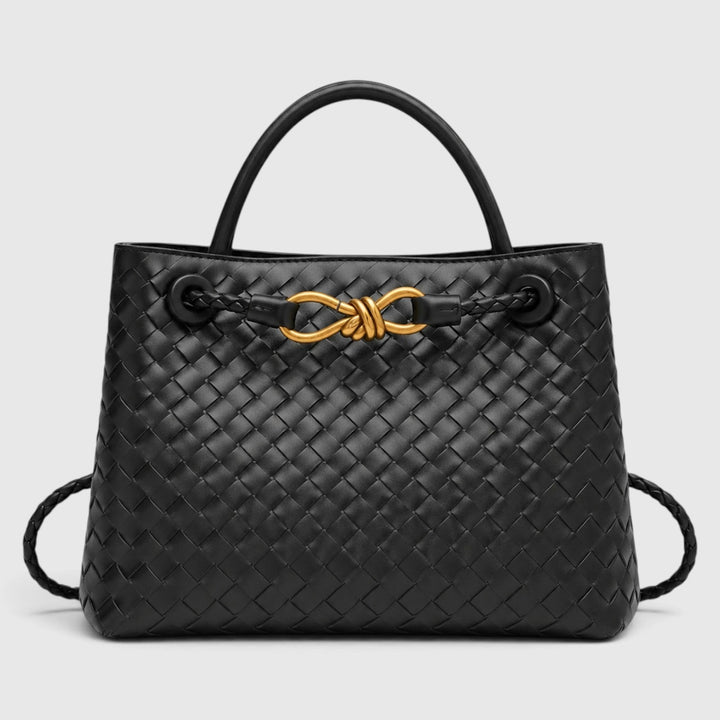 Women's Elegant Vegan Leather Woven Tote Bag