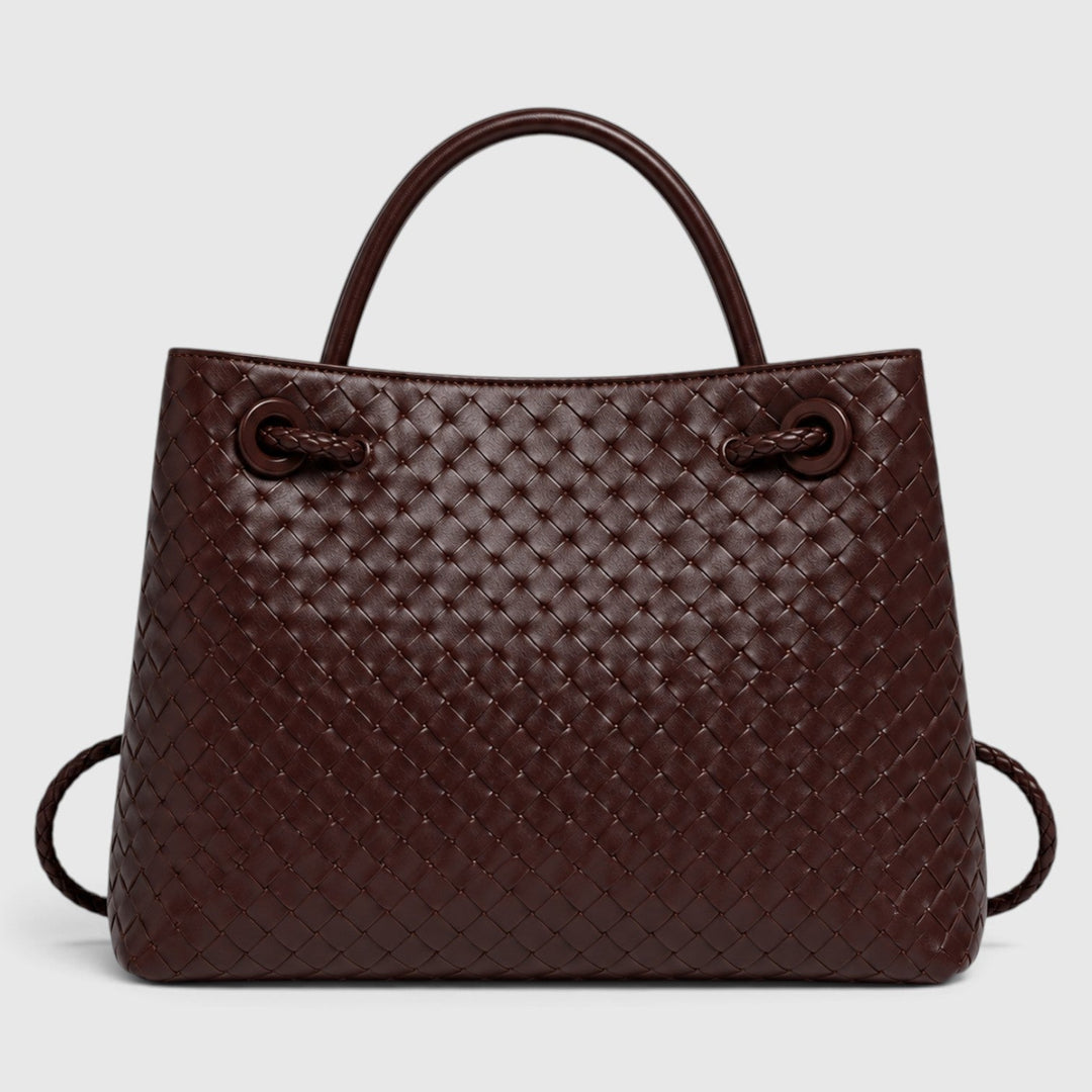 Women's Elegant Vegan Leather Woven Tote Bag