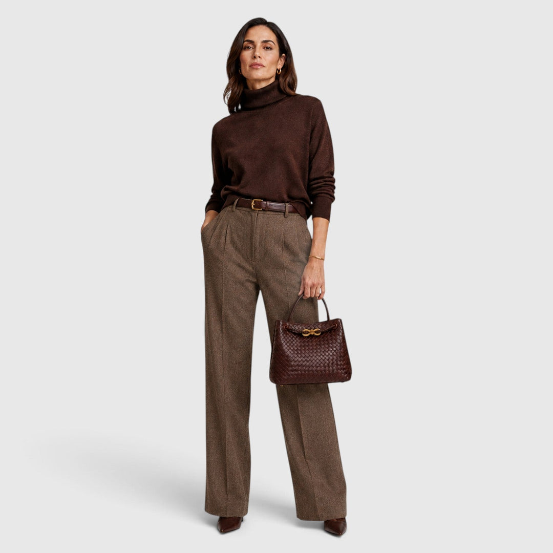 Women's Elegant Vegan Leather Woven Tote Bag