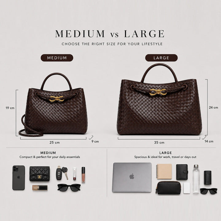 Women's Elegant Vegan Leather Woven Tote Bag