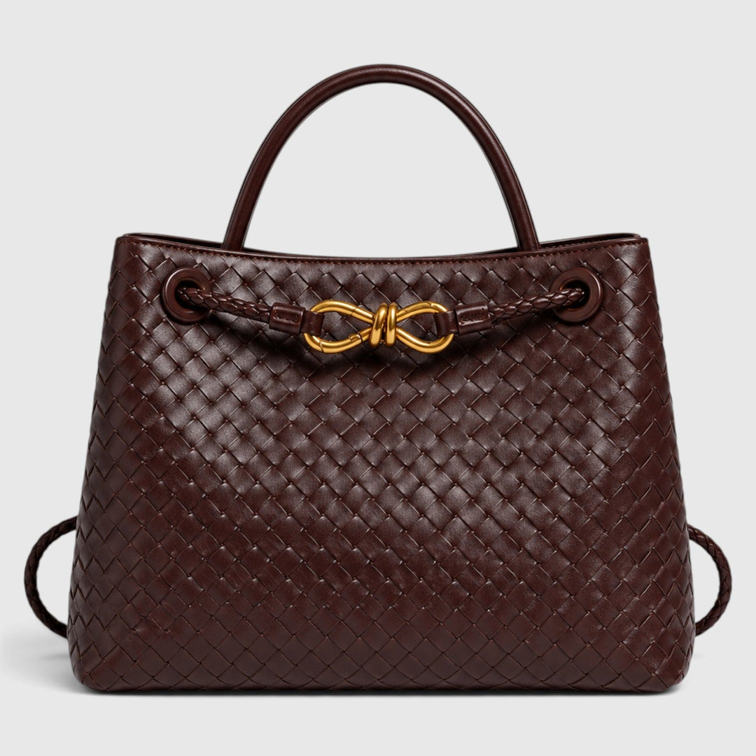 Women's Elegant Vegan Leather Woven Tote Bag