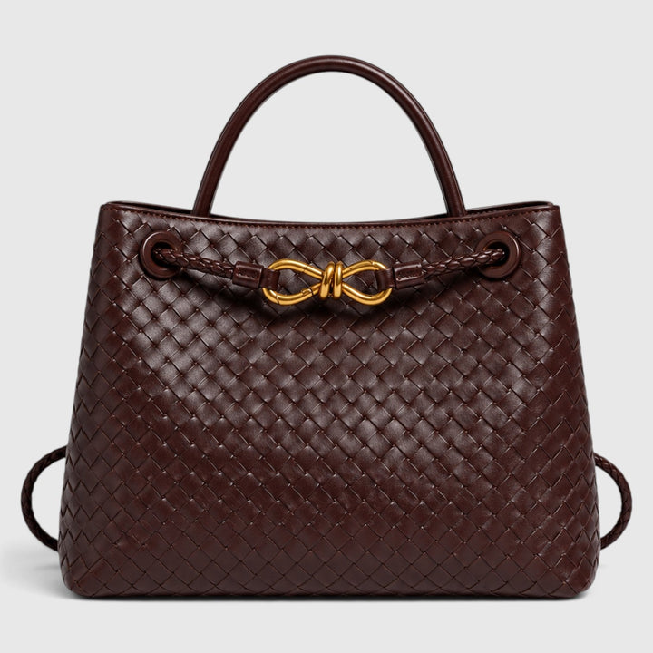 Women's Elegant Vegan Leather Woven Tote Bag