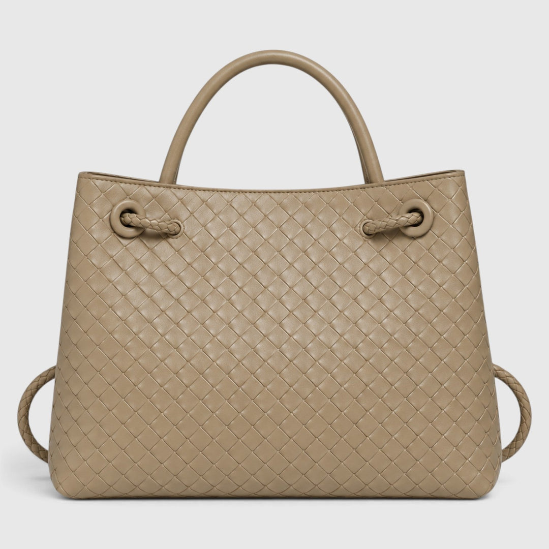 Women's Elegant Vegan Leather Woven Tote Bag
