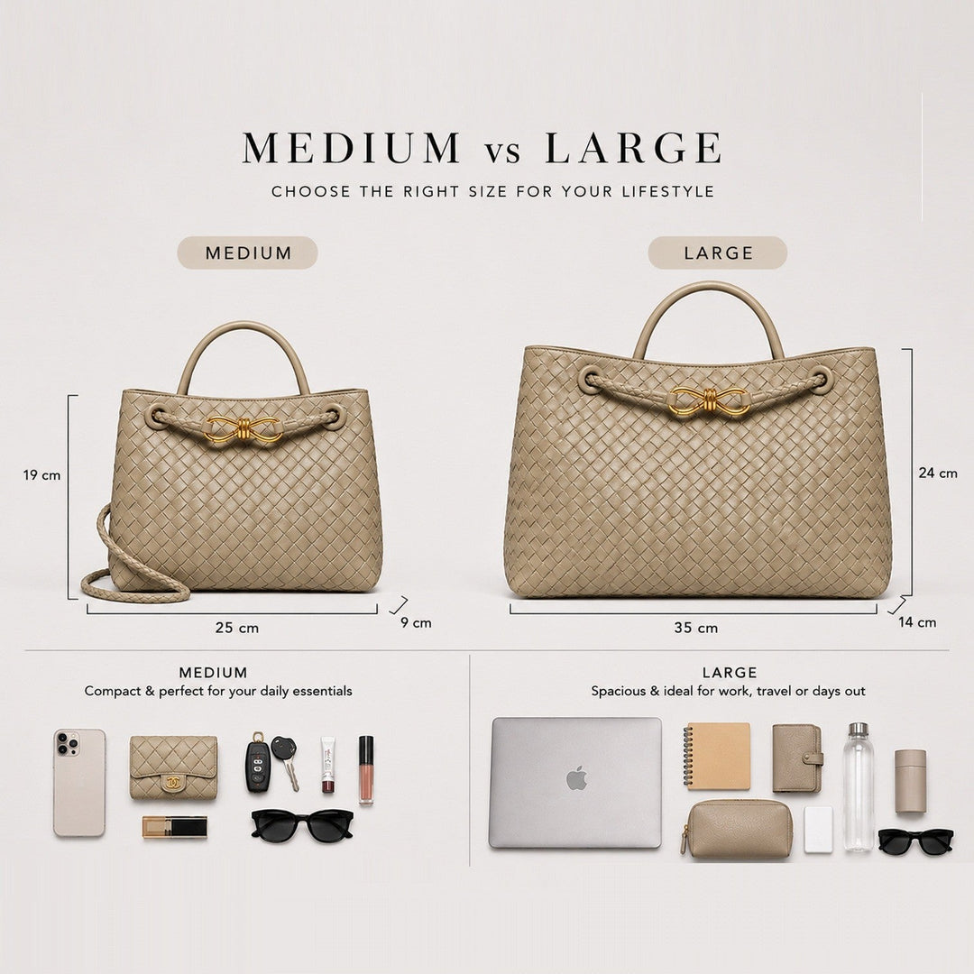 Women's Elegant Vegan Leather Woven Tote Bag