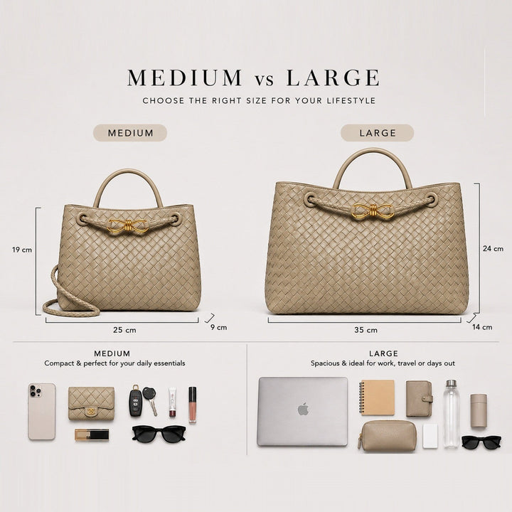 Women's Elegant Vegan Leather Woven Tote Bag
