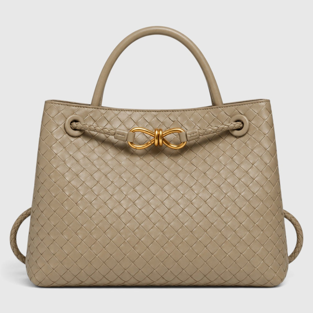 Women's Elegant Vegan Leather Woven Tote Bag