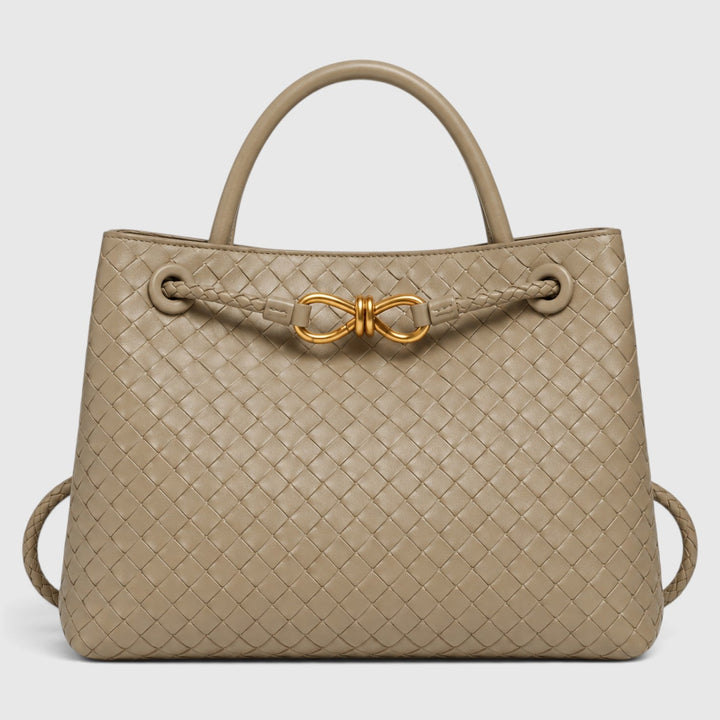 Women's Elegant Vegan Leather Woven Tote Bag