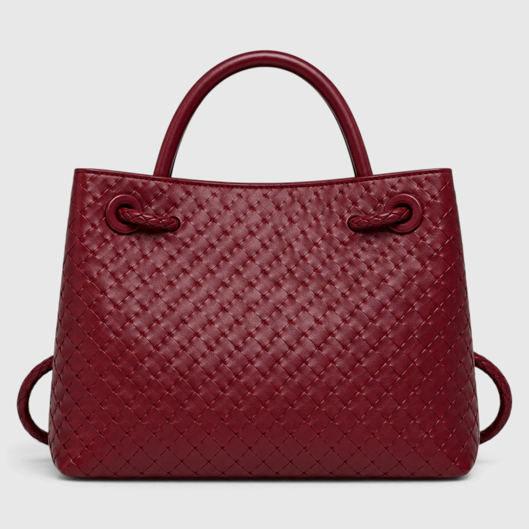 Women's Elegant Vegan Leather Woven Tote Bag