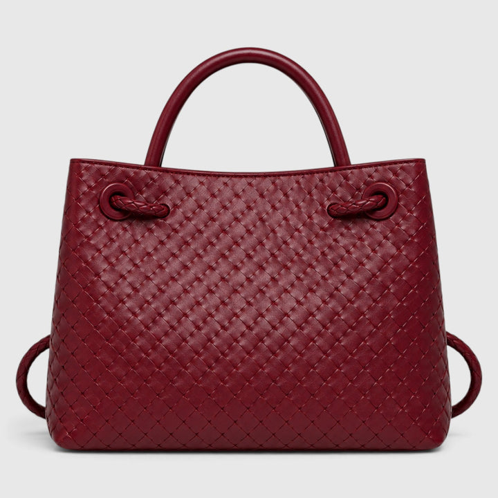 Women's Elegant Vegan Leather Woven Tote Bag