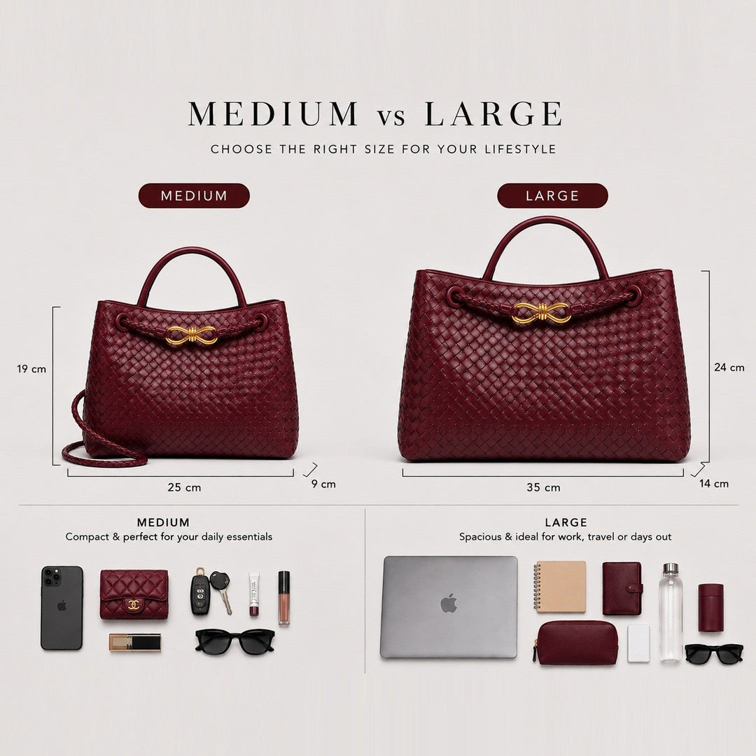 Women's Elegant Vegan Leather Woven Tote Bag