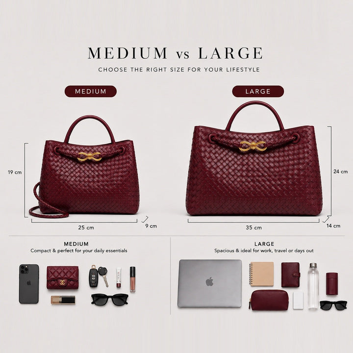 Women's Elegant Vegan Leather Woven Tote Bag