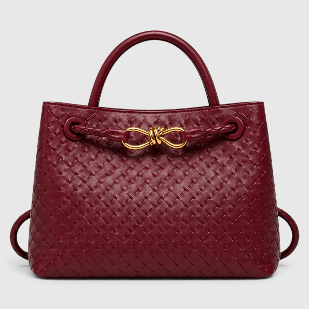 Women's Elegant Vegan Leather Woven Tote Bag