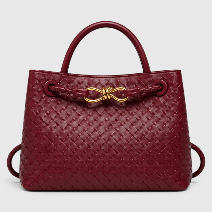 Women's Elegant Vegan Leather Woven Tote Bag