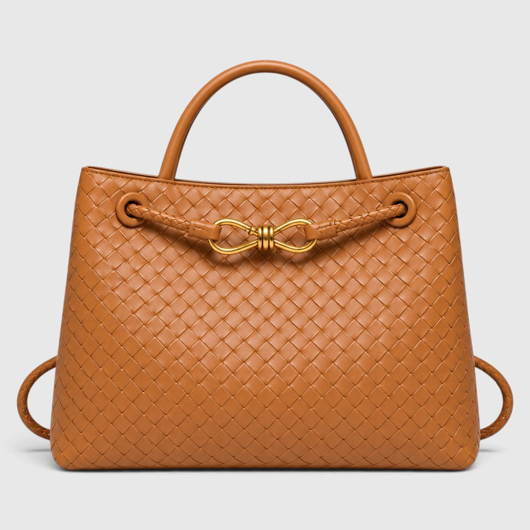 Women's Elegant Vegan Leather Woven Tote Bag