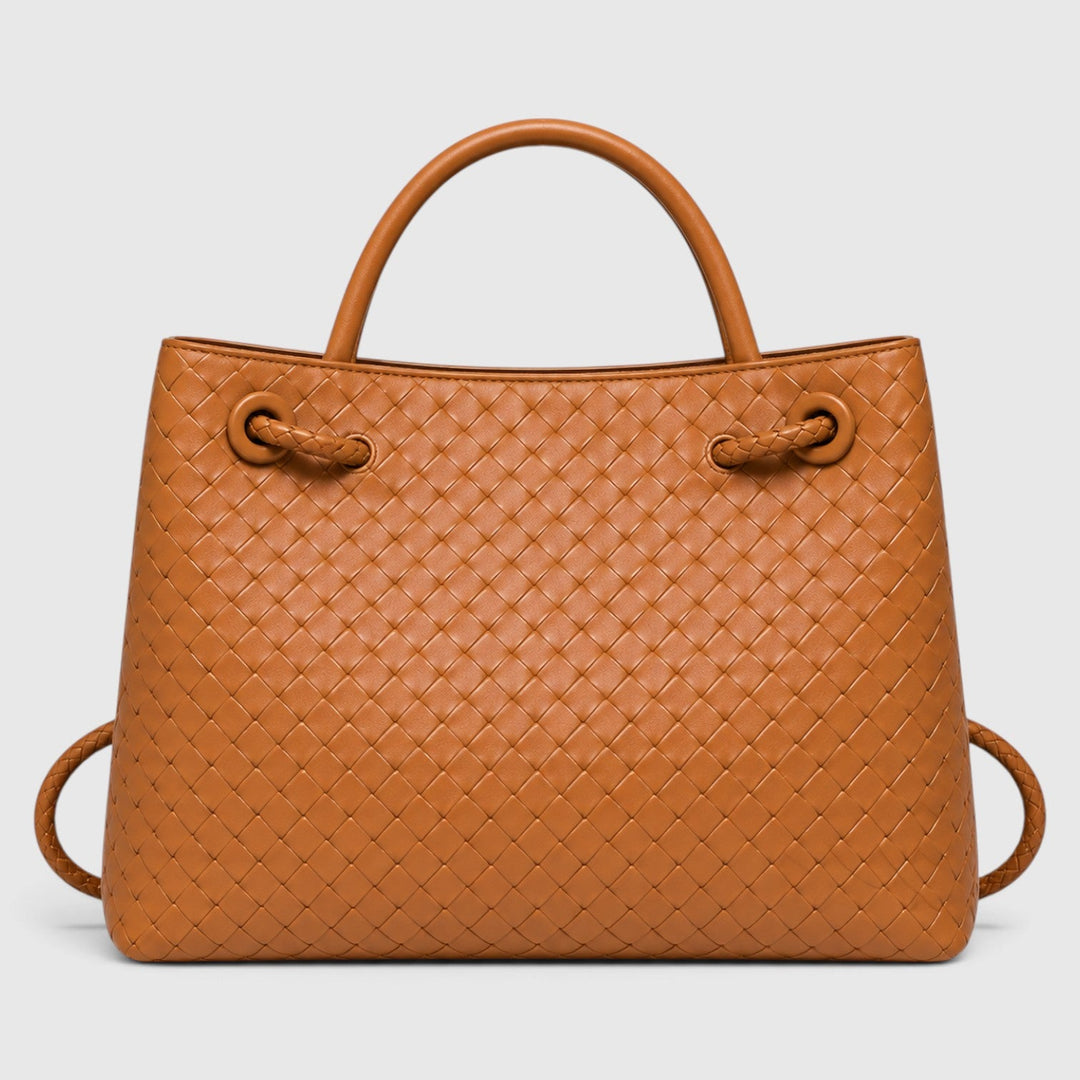 Women's Elegant Vegan Leather Woven Tote Bag