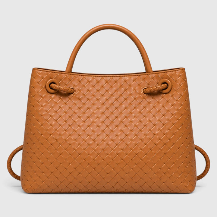Women's Elegant Vegan Leather Woven Tote Bag