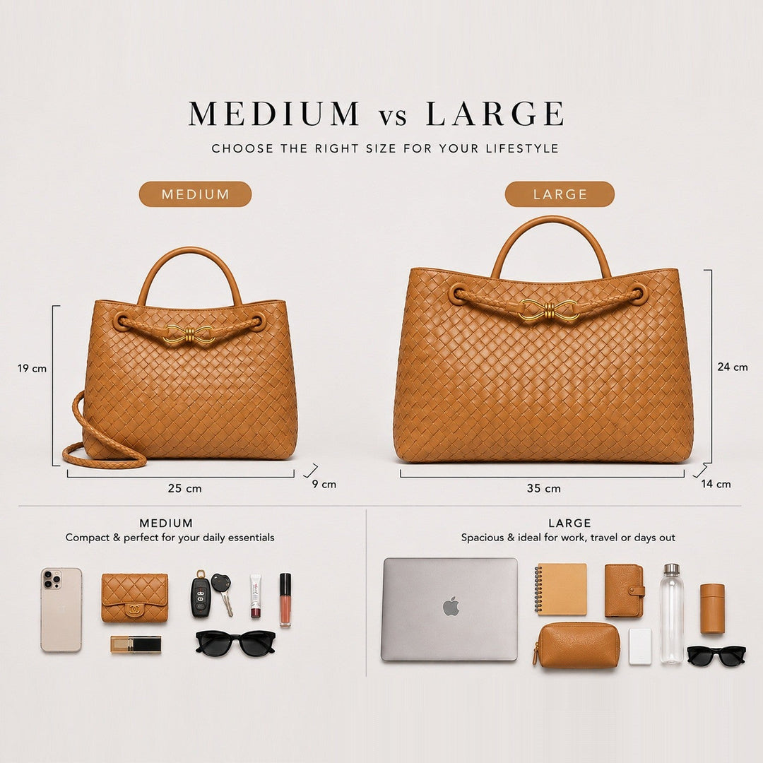 Women's Elegant Vegan Leather Woven Tote Bag
