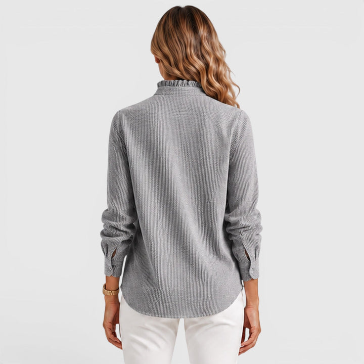 Women's Lightweight Striped Cotton Button-Up Blouse
