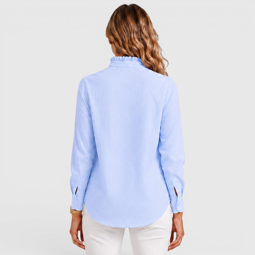 Women's Lightweight Striped Cotton Button-Up Blouse