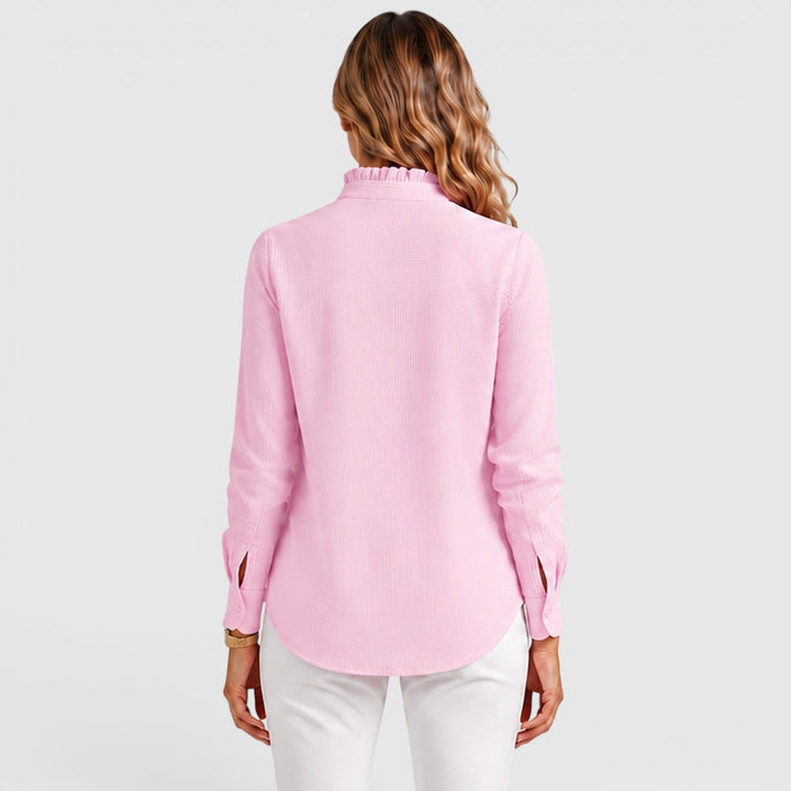 Women's Lightweight Striped Cotton Button-Up Blouse