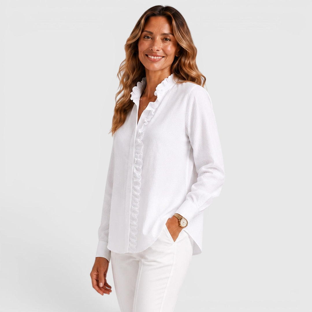 Women's Lightweight Striped Cotton Button-Up Blouse