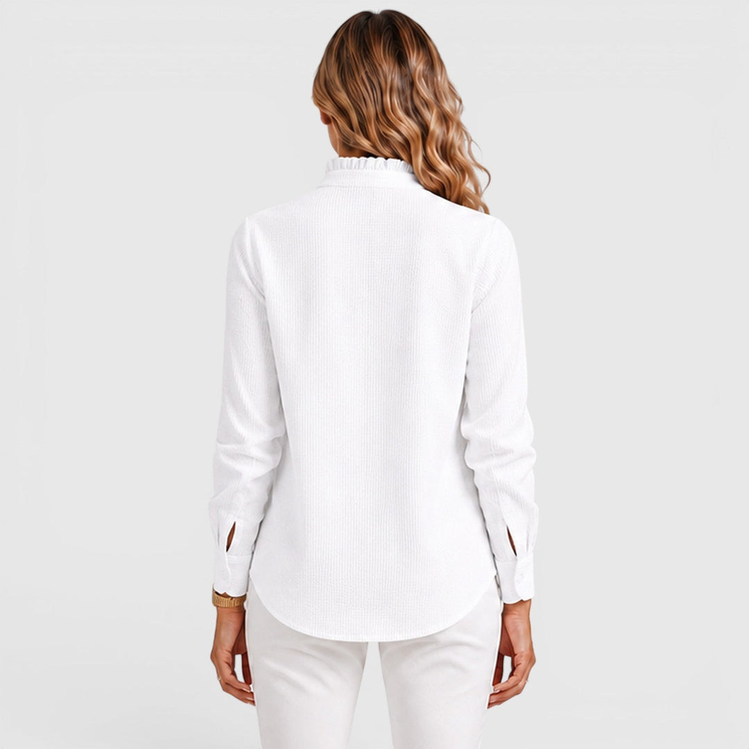 Women's Lightweight Striped Cotton Button-Up Blouse