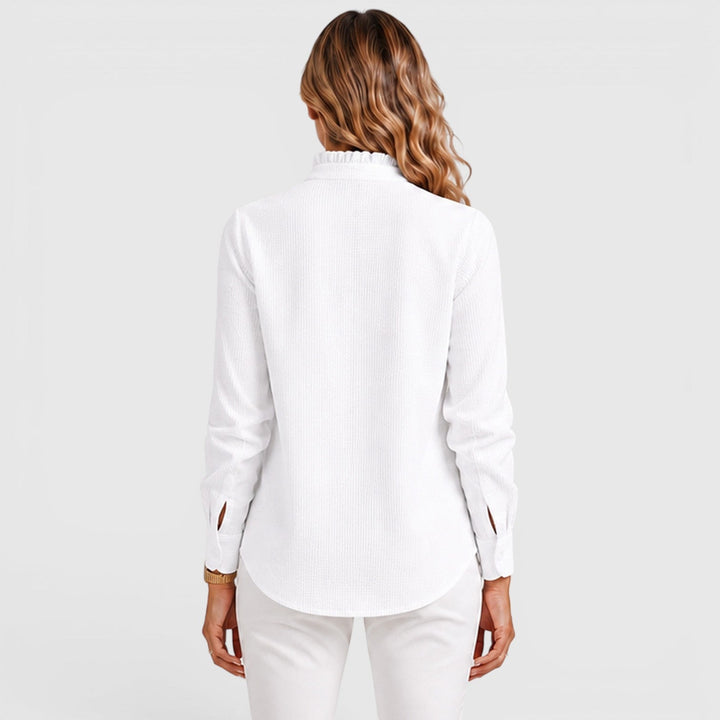 Women's Lightweight Striped Cotton Button-Up Blouse