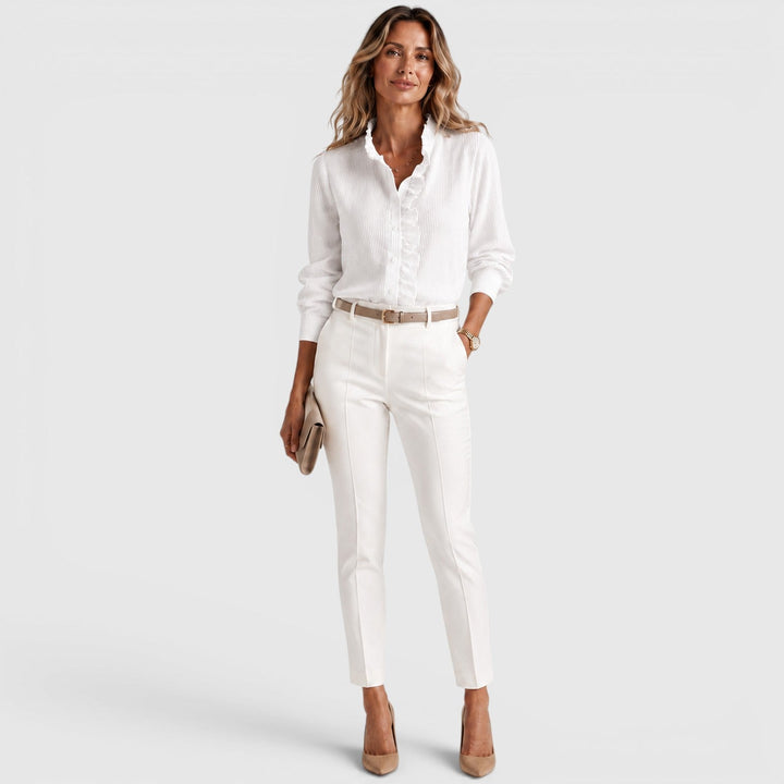 Women's Lightweight Striped Cotton Button-Up Blouse