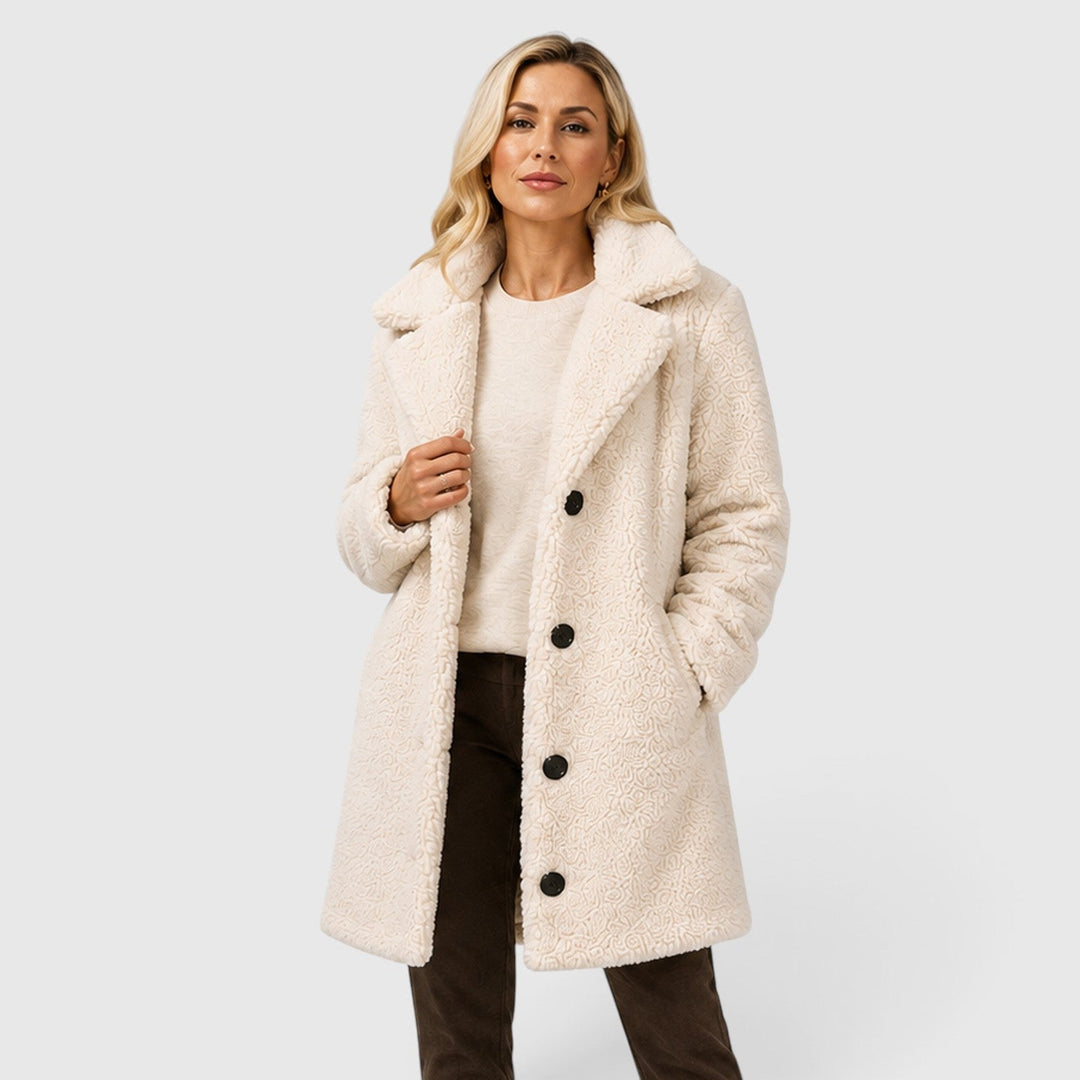 Women's Classic Cashmere Coat with Fur Collar and Loose Fit