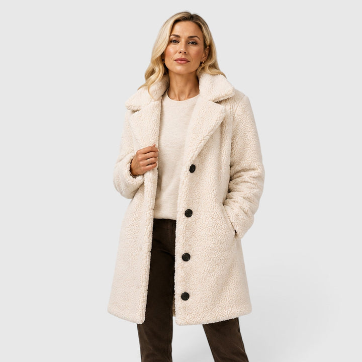 Women's Classic Cashmere Coat with Fur Collar and Loose Fit