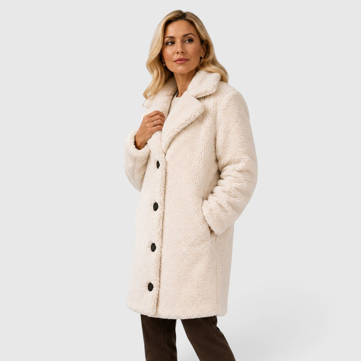 Women's Classic Cashmere Coat with Fur Collar and Loose Fit
