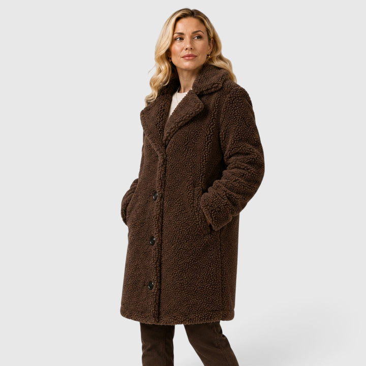 Women's Classic Cashmere Coat with Fur Collar and Loose Fit