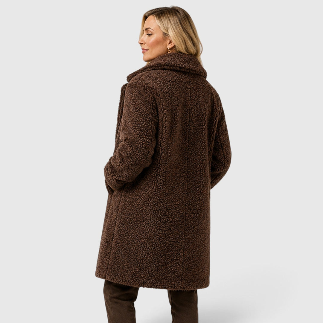 Women's Classic Cashmere Coat with Fur Collar and Loose Fit