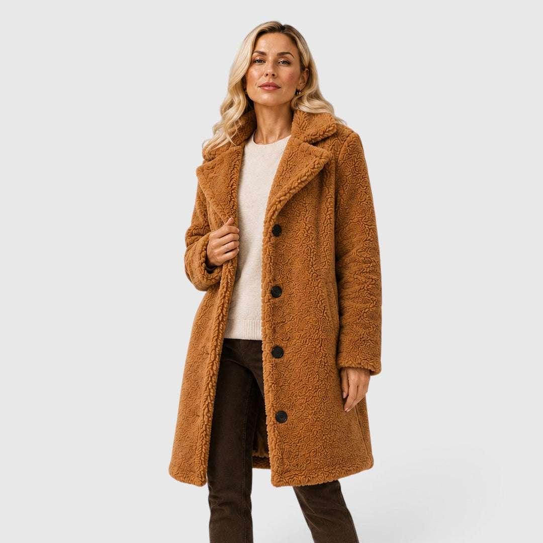 Women's Classic Cashmere Coat with Fur Collar and Loose Fit
