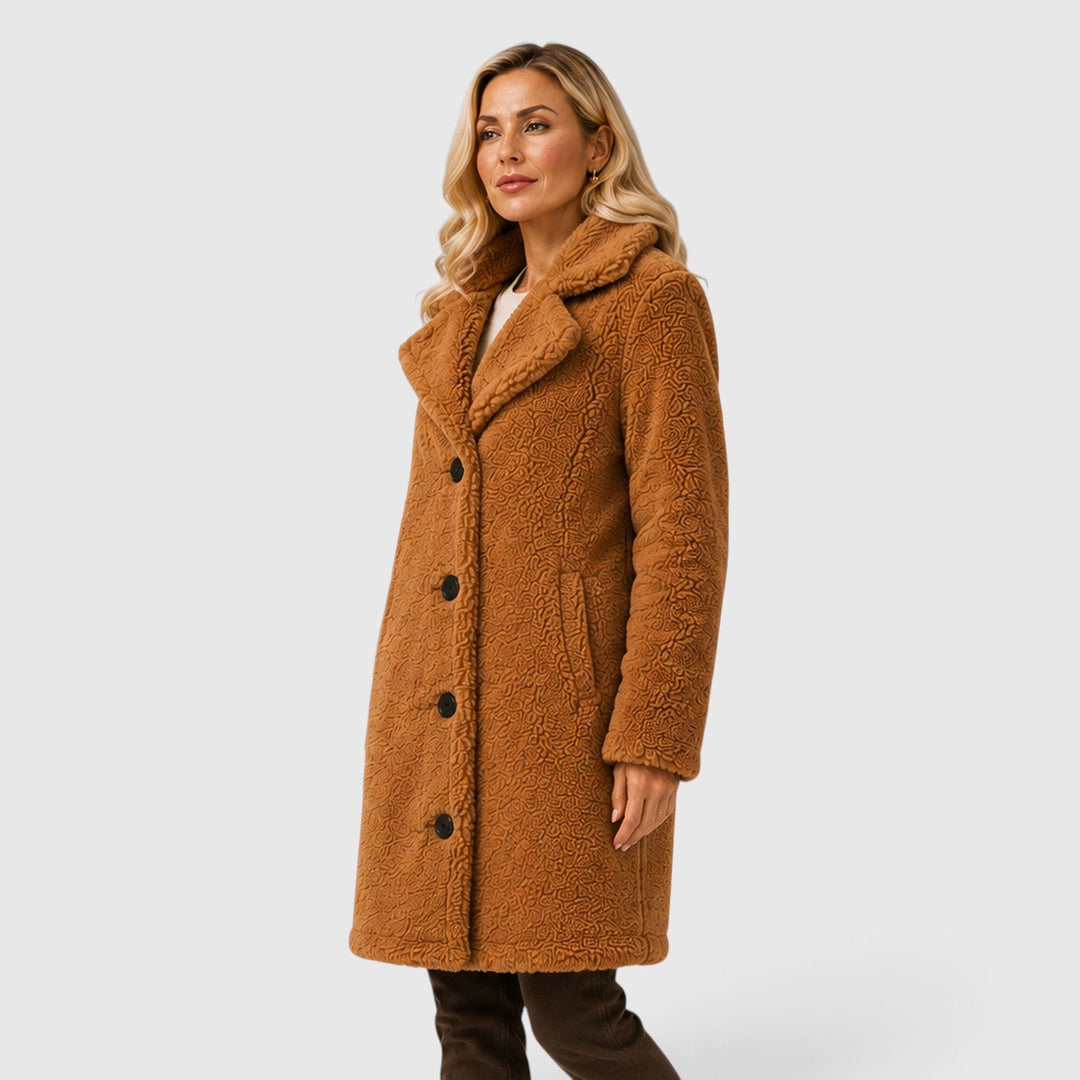 Women's Classic Cashmere Coat with Fur Collar and Loose Fit