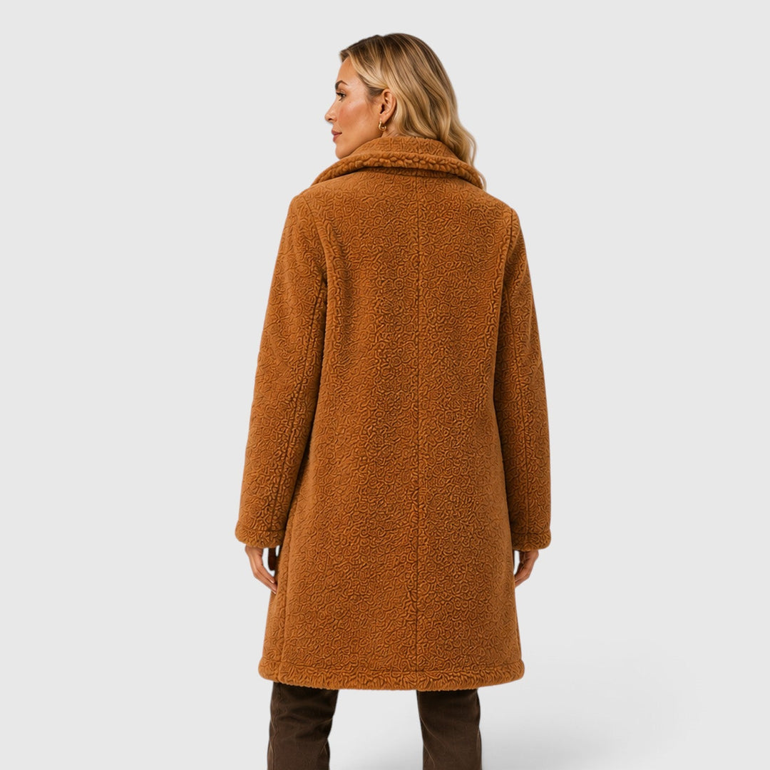 Women's Classic Cashmere Coat with Fur Collar and Loose Fit