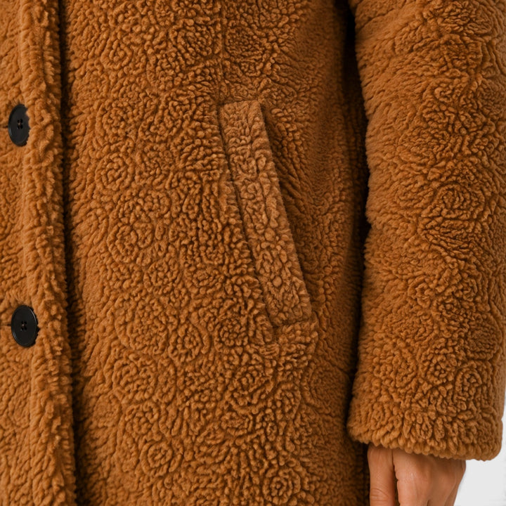 Women's Classic Cashmere Coat with Fur Collar and Loose Fit