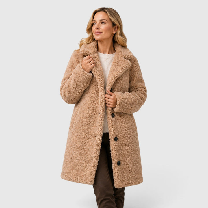 Women's Classic Cashmere Coat with Fur Collar and Loose Fit