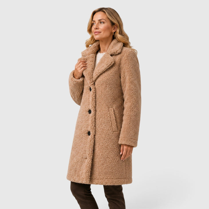 Women's Classic Cashmere Coat with Fur Collar and Loose Fit