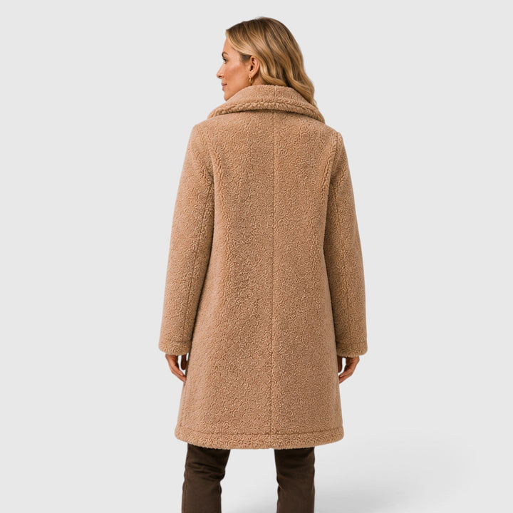 Women's Classic Cashmere Coat with Fur Collar and Loose Fit