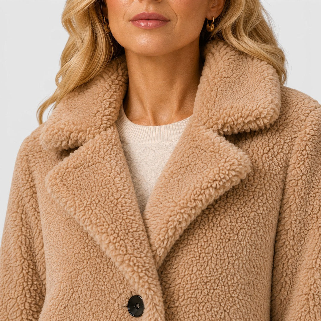 Women's Classic Cashmere Coat with Fur Collar and Loose Fit