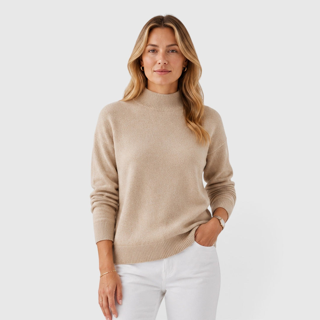 Women's Classic Soft Knit Half High Collar Jumper