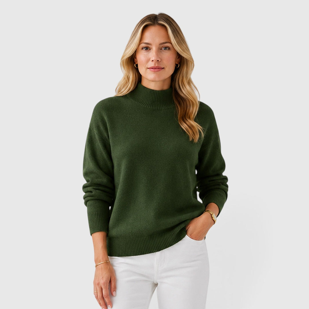 Women's Classic Soft Knit Half High Collar Jumper