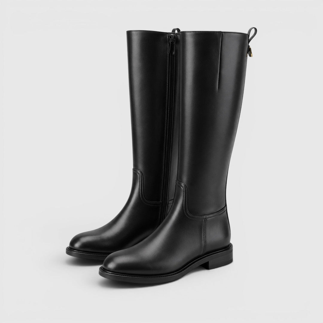 Women's Comfortable Side Zip Knee High Leather Boots