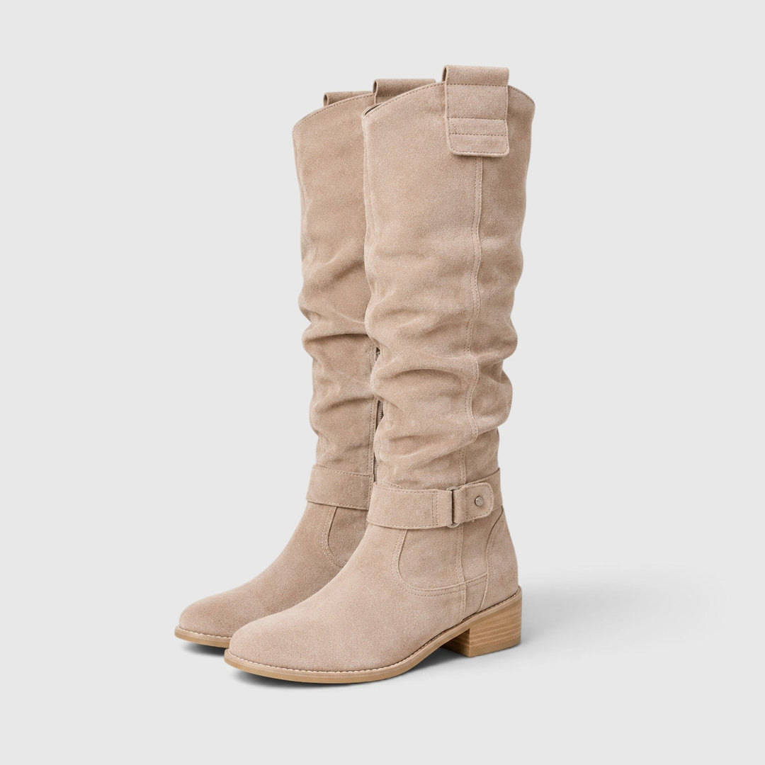 Women's Comfortable Suede Knee High Boots with Side Zipper